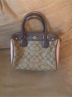Coach Signature coated canvas Mini Bennett Satchel HTF with crossbody strap EUC